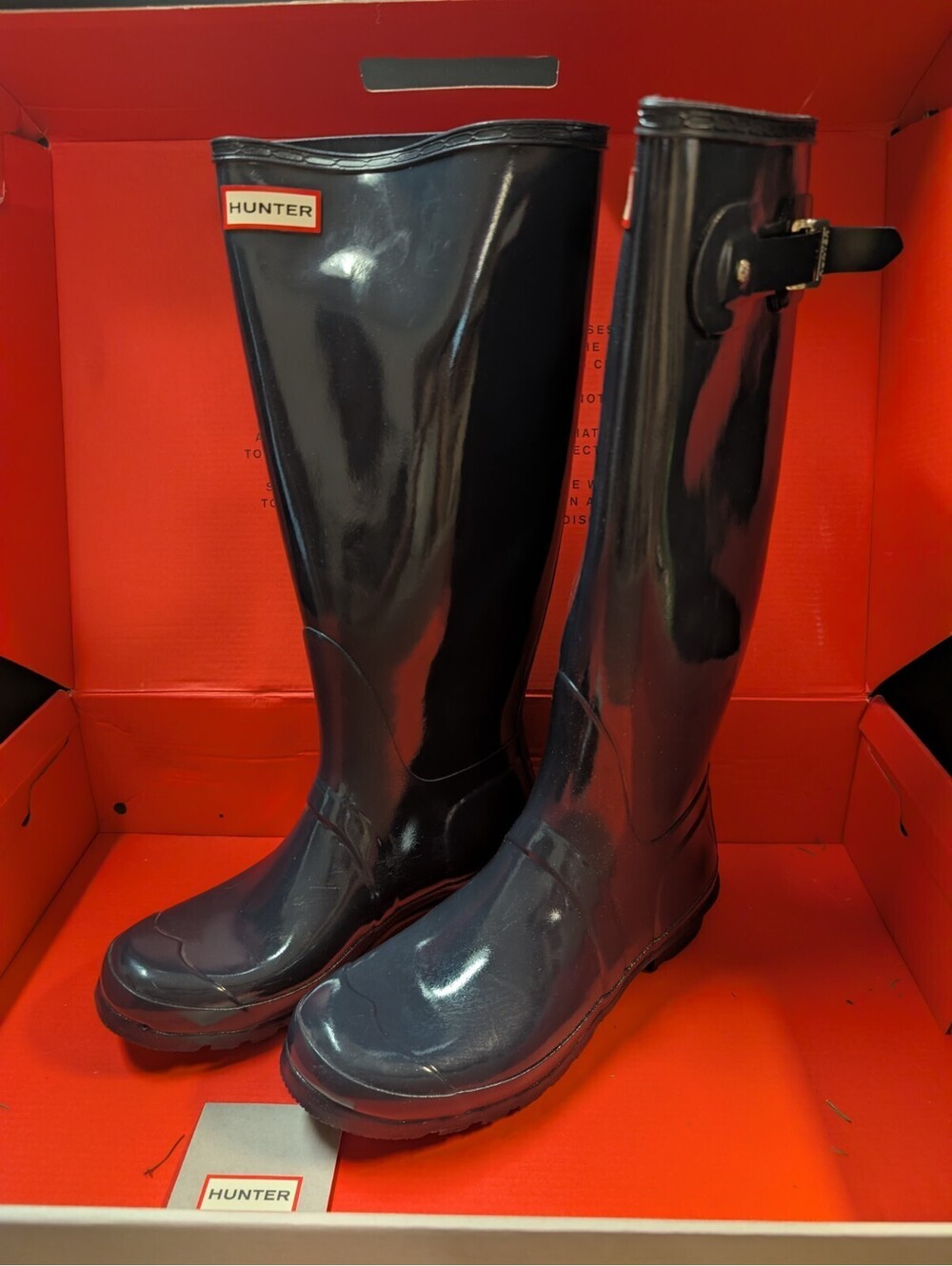 Hunter Women's Original Tall Gloss Rain Boot, Navy, 10